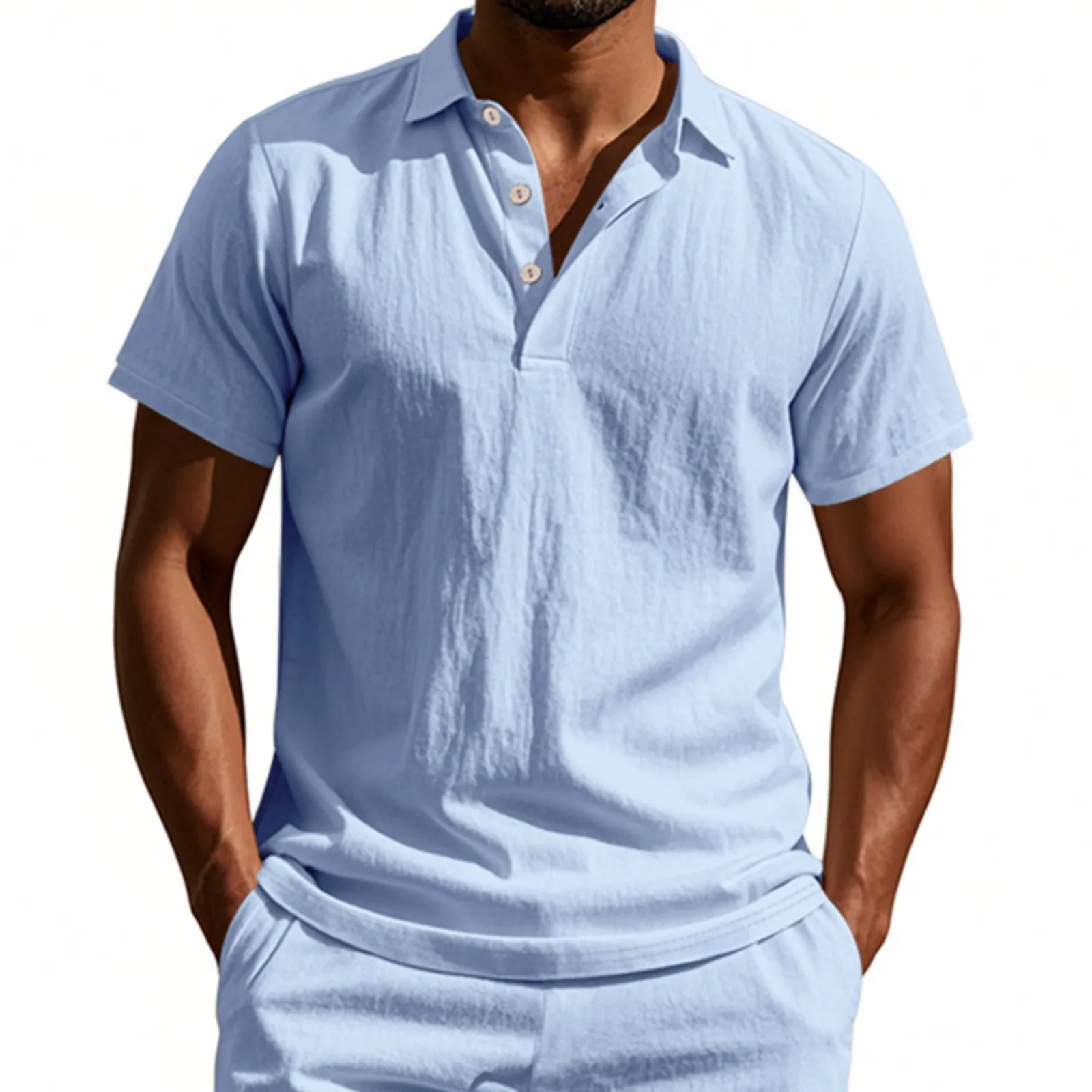 

Man Clothes Short Sleeve Tee New Linen Shirts Golf Short Sleeve Shirts Casual Summer Beach Solid Tops Summer T Shirt For Man