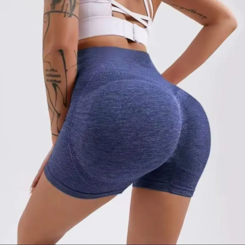 Women Gym Yoga Shorts High Waist Seamless Butt Lift Stretchy Breathable Quick Dry Tummy Control Running Fitness Biker Shorts