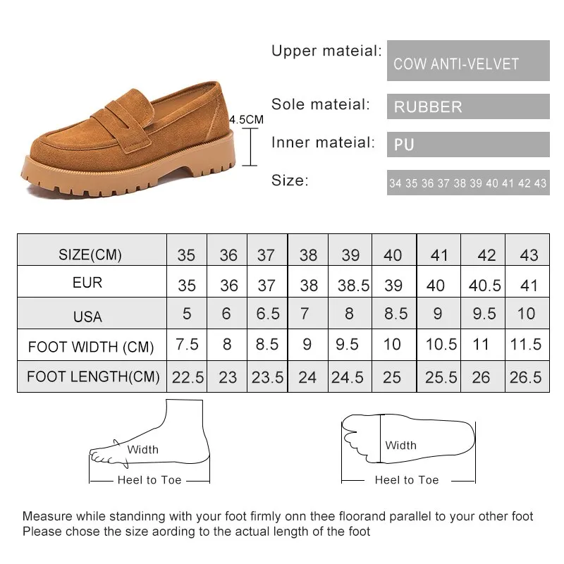 AIYUQI Women Loafers Shoes Suede Genuine Leather 2024 British Style Women\'s Spring Shoes Thick Bottom Large Size Ladies Shoes