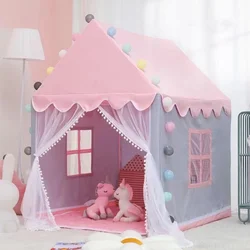 Large  Children Toy Tent 1.35M Wigwam Folding Kids Tents Tipi Baby Play House Girls Pink Princess Castle Child Room Decor