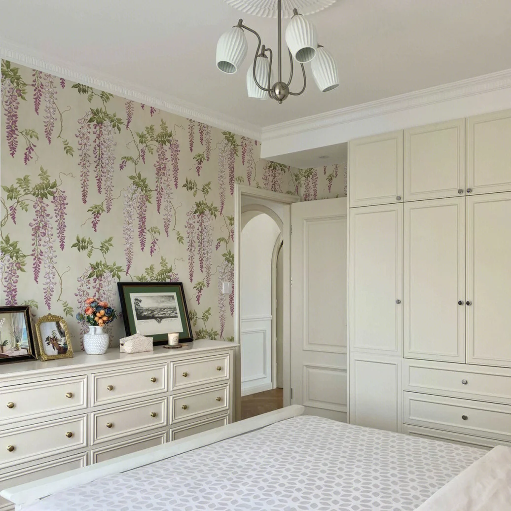 personalizzato Nordic Acquerello Vite Glicine fiori Carta da parati per soggiorno Murale Campagna unica Arte Carta da parati Decorazione della parete di casa