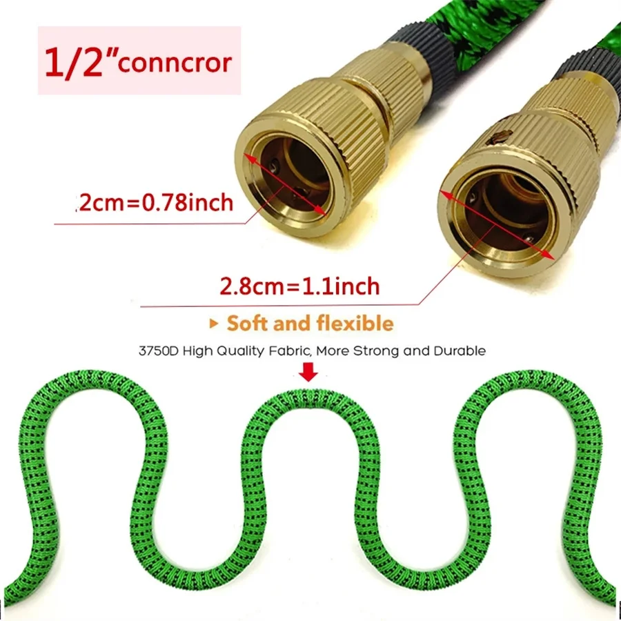 High Pressure Magic Expandable Garden Water Hose for Garden Farm Irrigation Car Wash Double Metal Connector Pvc Reel Water Pipes