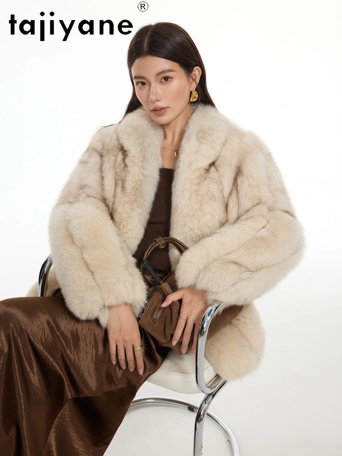 TAJIYANE 100% abrigos de piel de zorro Natural para mujer, chaquetas de piel auténtica de lujo, prendas de vestir exteriores cálidas de invierno para mujer, ropa de mujer 2025