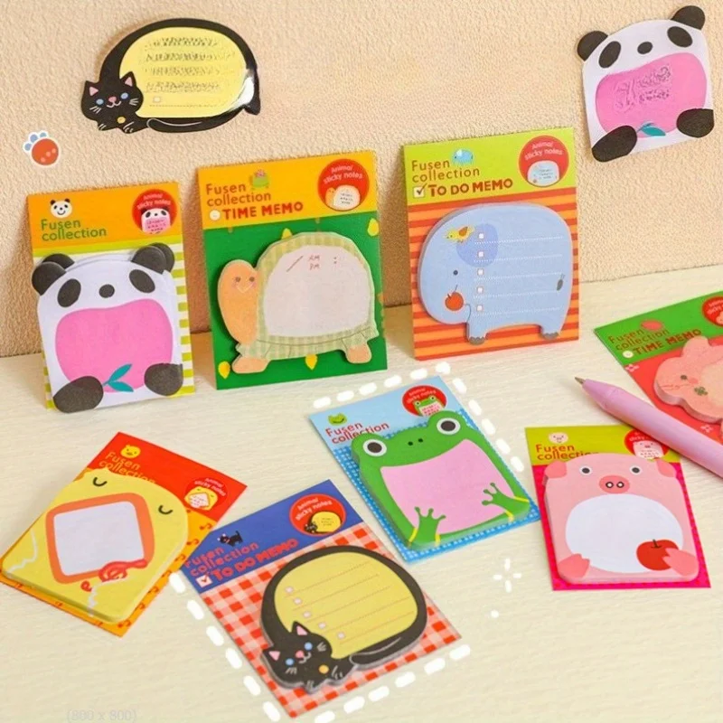 15/30pcs Cute Animal Sticky Notes- Adorable for Party Bag Fillers, Featuring Charming Panda, Frog, and Other Designs, Stationery