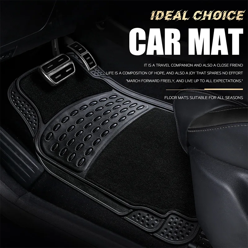 

PVC Car Floor Mats Non Slip Custom Cut Wear Resistant Easy Clean 4 Piece Set Universal Fit for Sedan SUV Truck