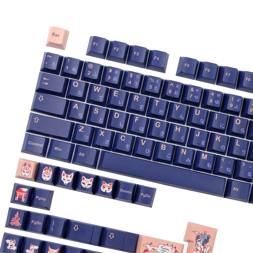 

GMK Kitsune Clone Keycap Japanese 142 Keys Cherry Profile DYE-Sublimation PBT Sets ISO Enter For GK61 RK87 Mechanical Keyboard