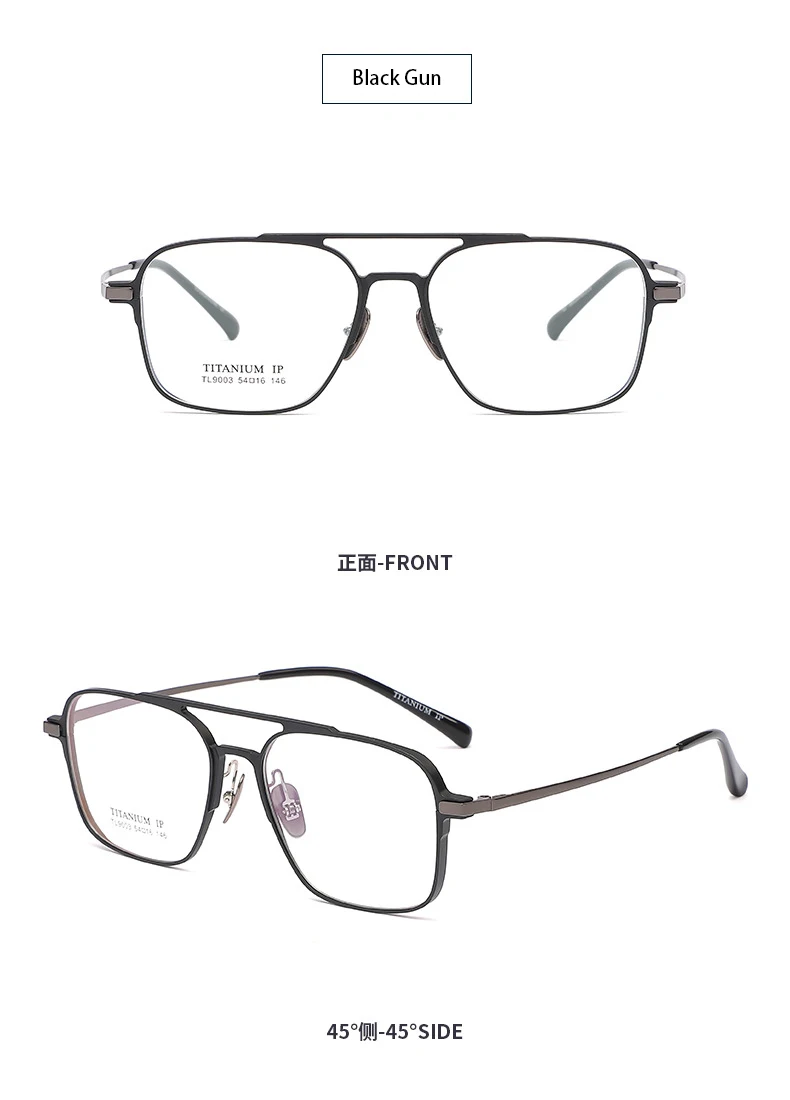 Leichte reine Titan rahmen Retro Polygon Brille Pilot Ultra Doppelbrücke maßge schneiderte optische verschreibung pflicht ige Brillen Mann – Detail 14