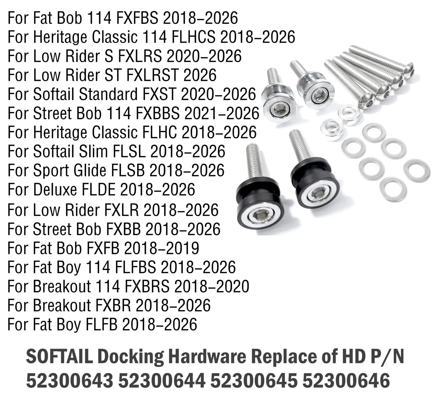 Sissy Bar Docking Hardware Kits Mount Bolts for Harley 2018-2026 Fat Boy 114 FXFBS Street Bob 114 FXBBS Low Rider ST FXLRST view 4