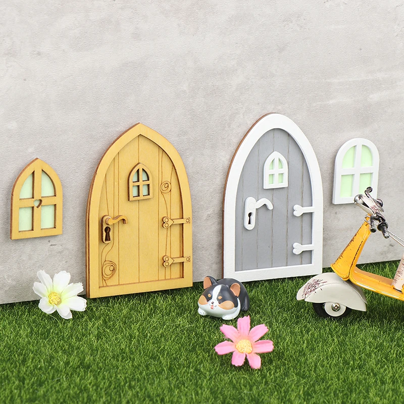 Dollhouse Door Fairy Elf Door Garden Stereoscopic Door House Decor Halloween Christmas Furniture Doll House Accessorie