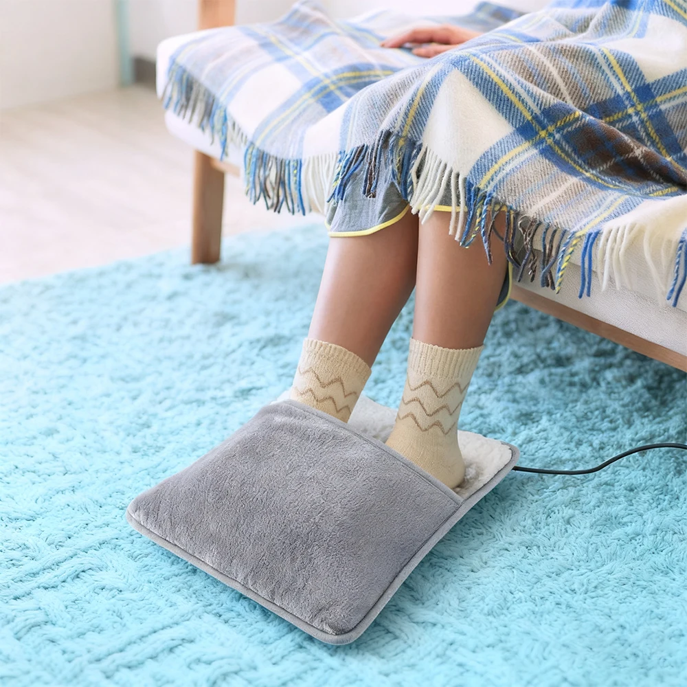 Almohadilla calefactora eléctrica para pies, cubierta de pie de felpa suave con carga USB de temperatura constante para el hogar y la Oficina, mejora las manos y los pies fríos