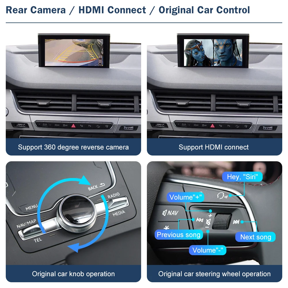 Közúti felső Szikratávirát carplay Dekódoló android automat felület számára audi Q7 2016-2019 vel Szétszórás Tükör Láncszem autó Színleli Függvény