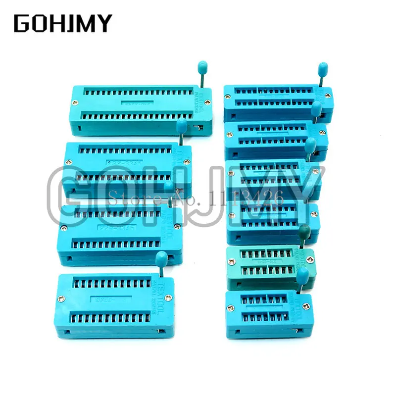 1pcs/lot 14 16 18 20 24 28 32 40 P Pin 2.54 MM Green DIP Universal ZIF IC Socket Test Solder Type IC lock seat zif socket