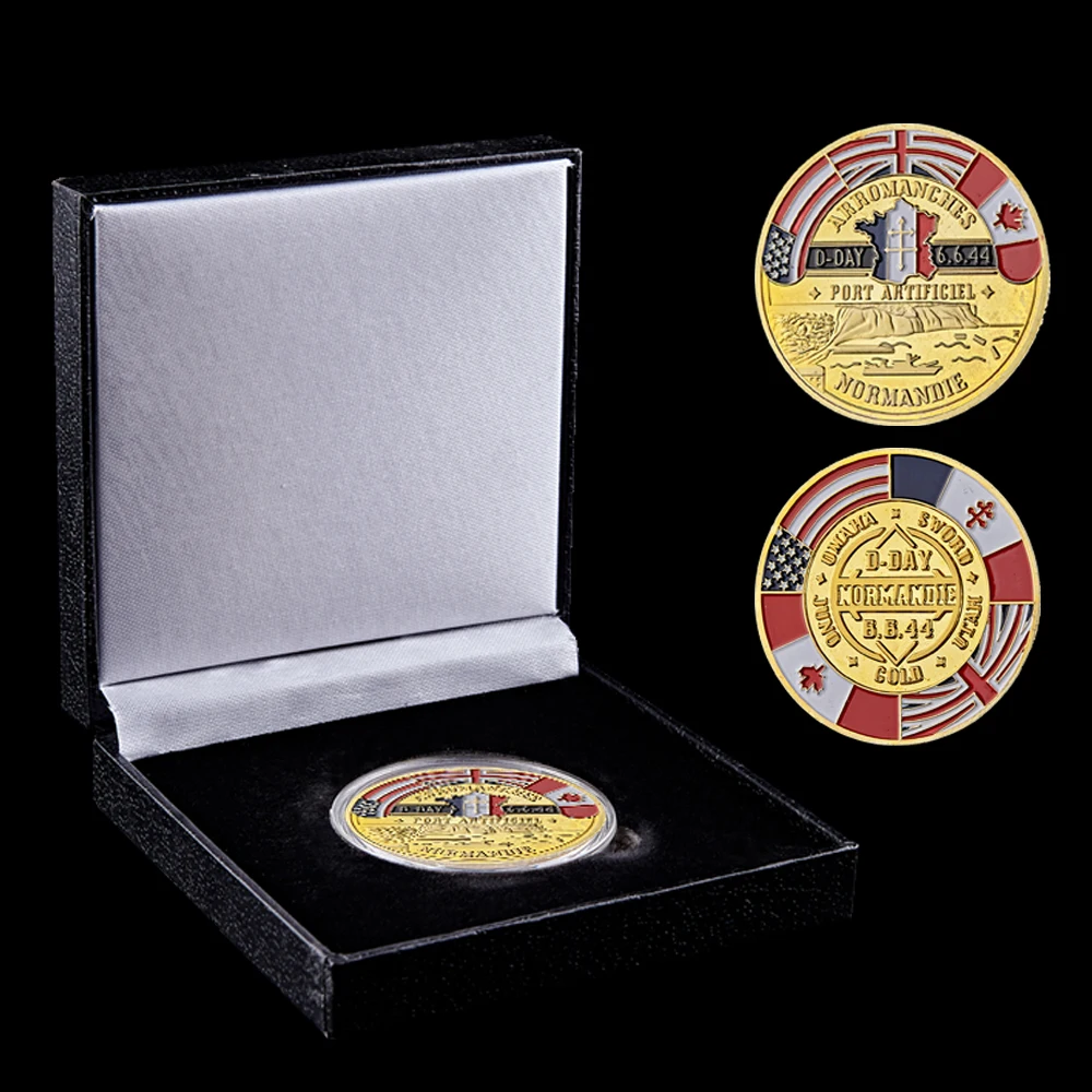 

WWII 1944 D-Day 70th Anniversary Arromanches Normandie War Military Challenge Commemorative Coin W/ Luxury Box