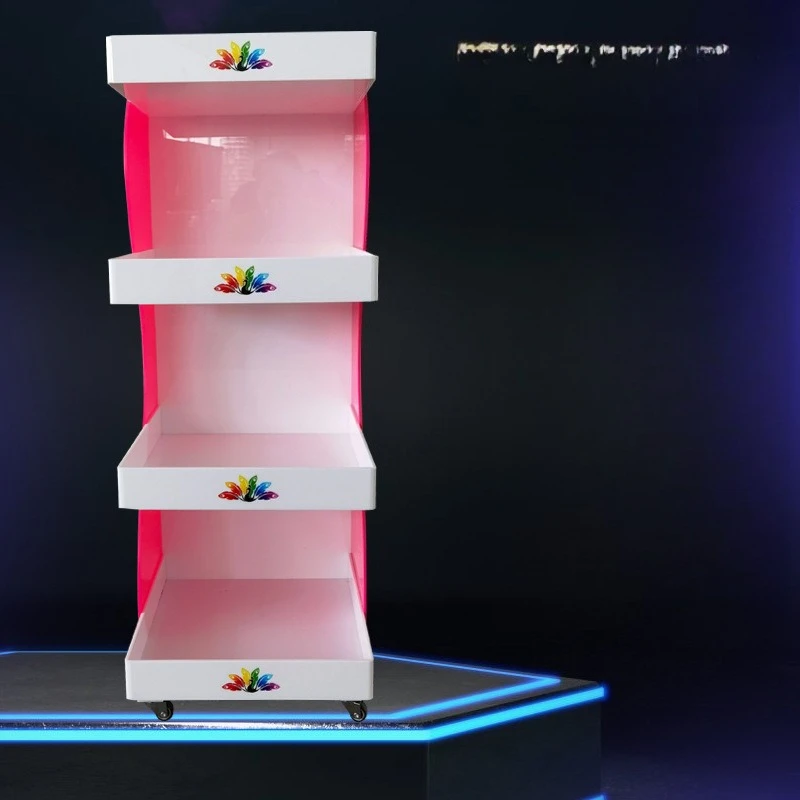 Acrylic trolley display rack, movable trolley rack, multi-layer shelf rotating display rack, display rack use