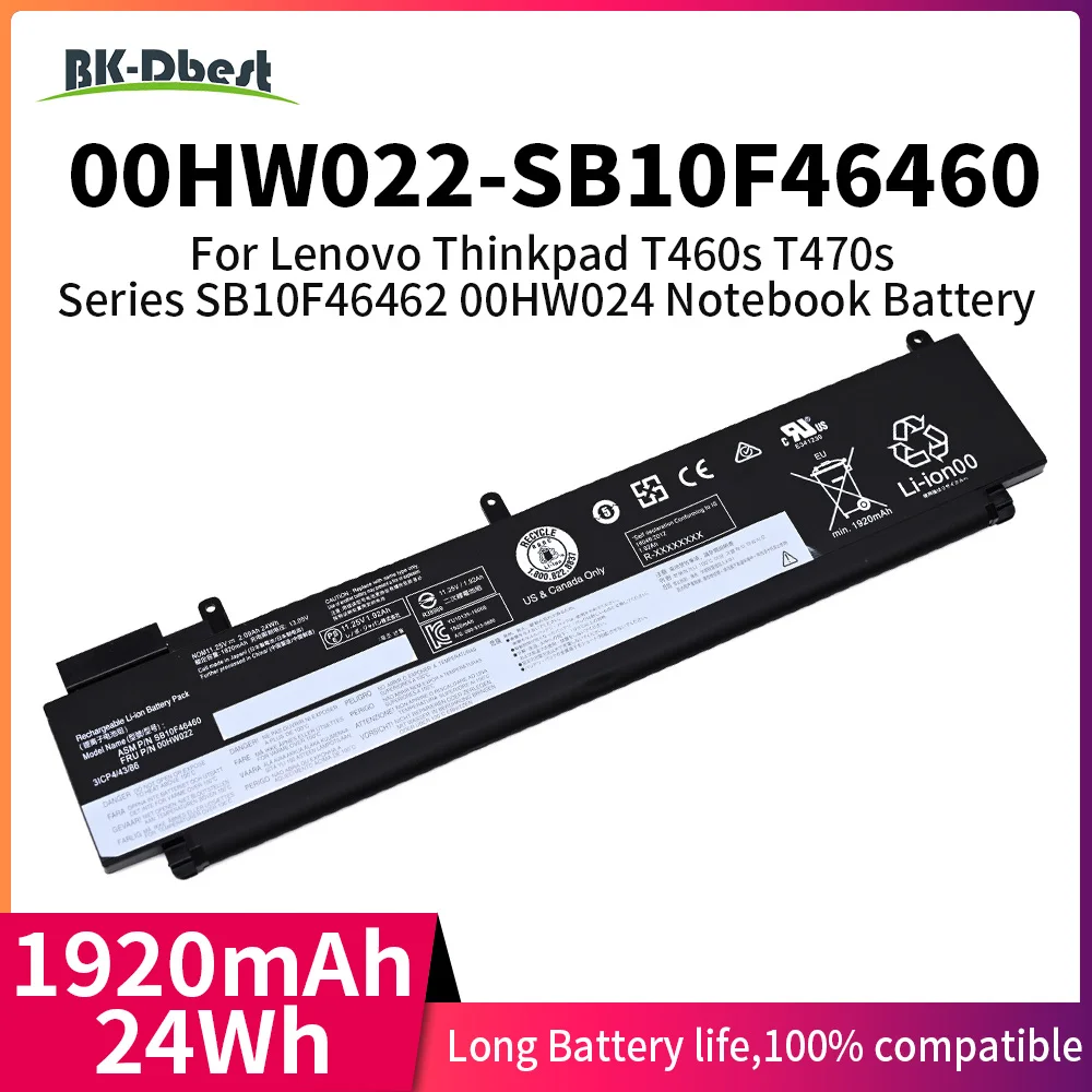 

Аккумулятор BK-Dbest 00HW022 SB10F46460 для Lenovo ThinkPad T470s T460s Series 00HW023 SB10F46461 00HW036 SB10F46474 00HW037