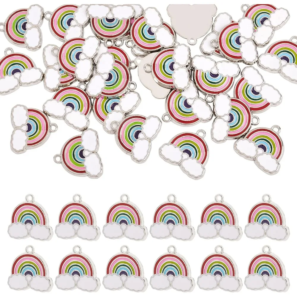 

30 шт. Радужные эмалированные подвески из сплава, ювелирные подвески для DIY ожерелья, браслета, изготовления и украшения подарков