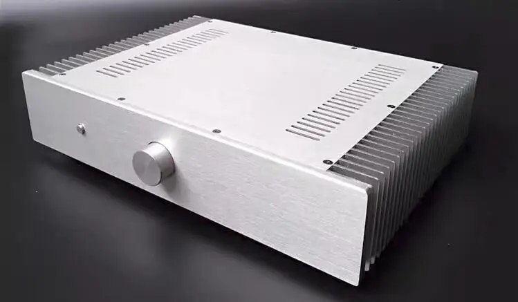 

Silver full Aluminum class A power amplifier DIY chassis both side heatsink hifi amp install box with knob SD4309