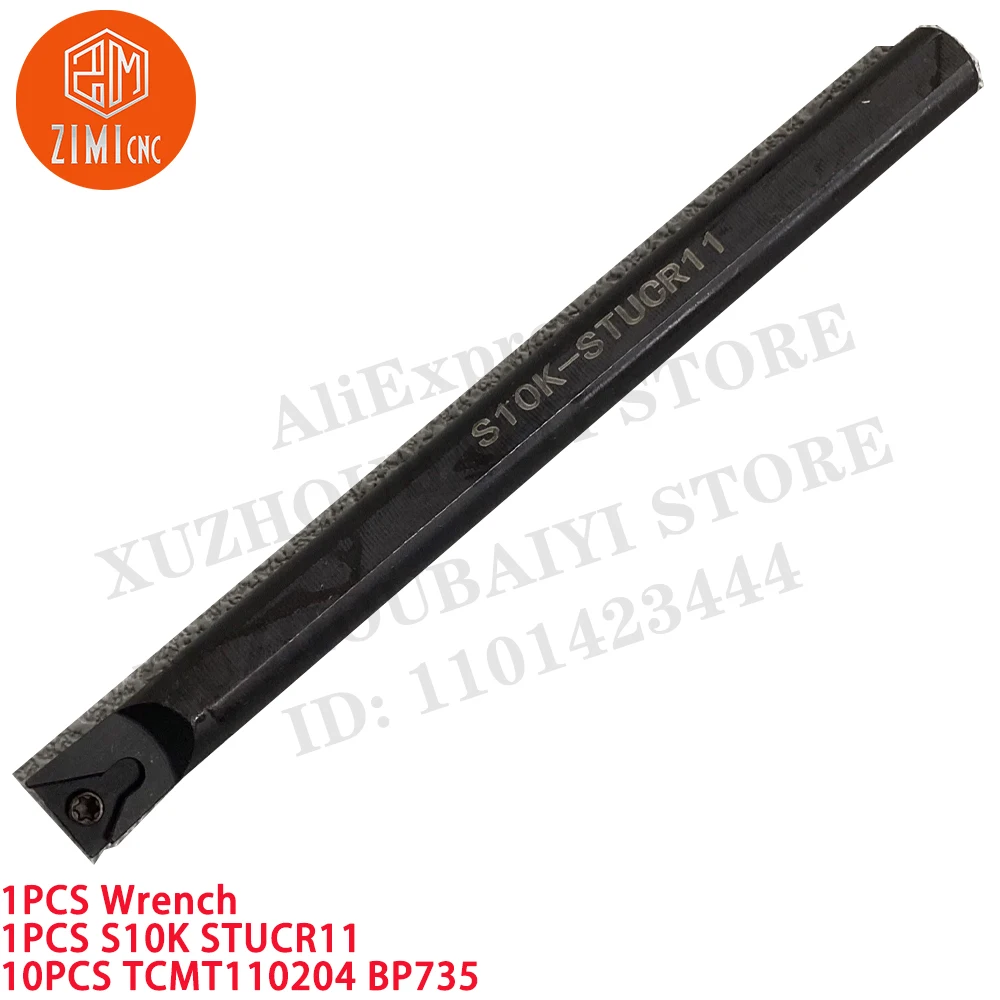 1 STK. S10K-STUCR11 Innenliegender Turing-Werkzeughalter CNC-Werkzeuge 10 mm 95 Grad + 10 Stück TCMT110204 Schneidwerkzeuge Metalldrehbank Hartmetalleinsätze