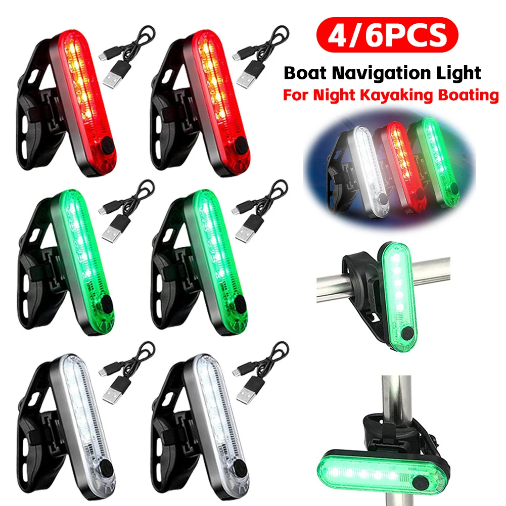 LED Boat Navigation Light 4 Modes Sailing Signal Lamp USB Charging Marine Yacht Warning Light for Night Kayaking Boating