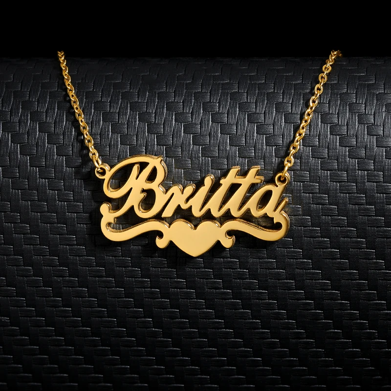 Collares con nombre de corazón personalizados para mujeres y hombres, Collar personalizado de acero inoxidable, colgante femenino, joyería