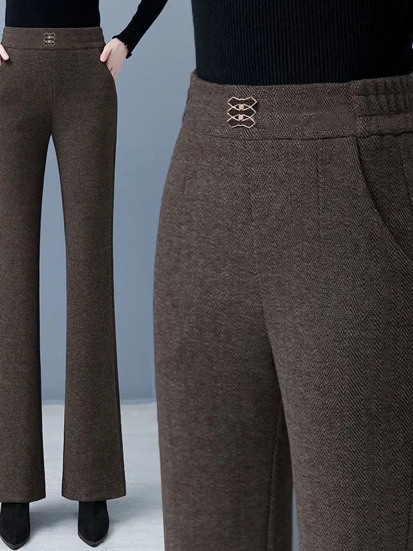 

Утепленные джинсы-клеш с высокой талией и флисовой подкладкой, повседневные брюки для женщин, осенне-зимняя новинка, модные, из полиэфирного волокна, прямого кроя