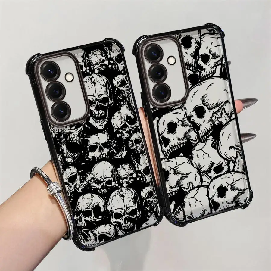 واضح غطاء القضية لسامسونج غالاكسي A21s A24 A52 A16 A17 A15 A13 A26 A25 A33 A35 A36 الرعب موضة الجمجمة الفن