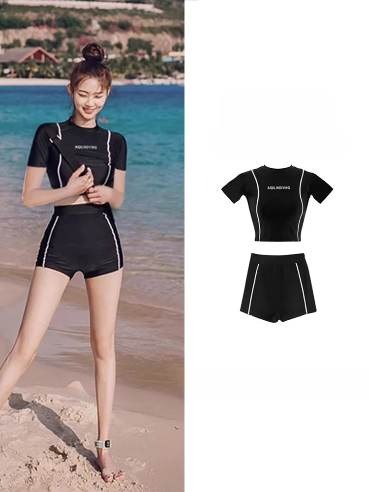 

Conservative Spor Women's Bikini Swimsuit Summer ular Meat Covering New Sle Student Slimming Belly Covering Briefs