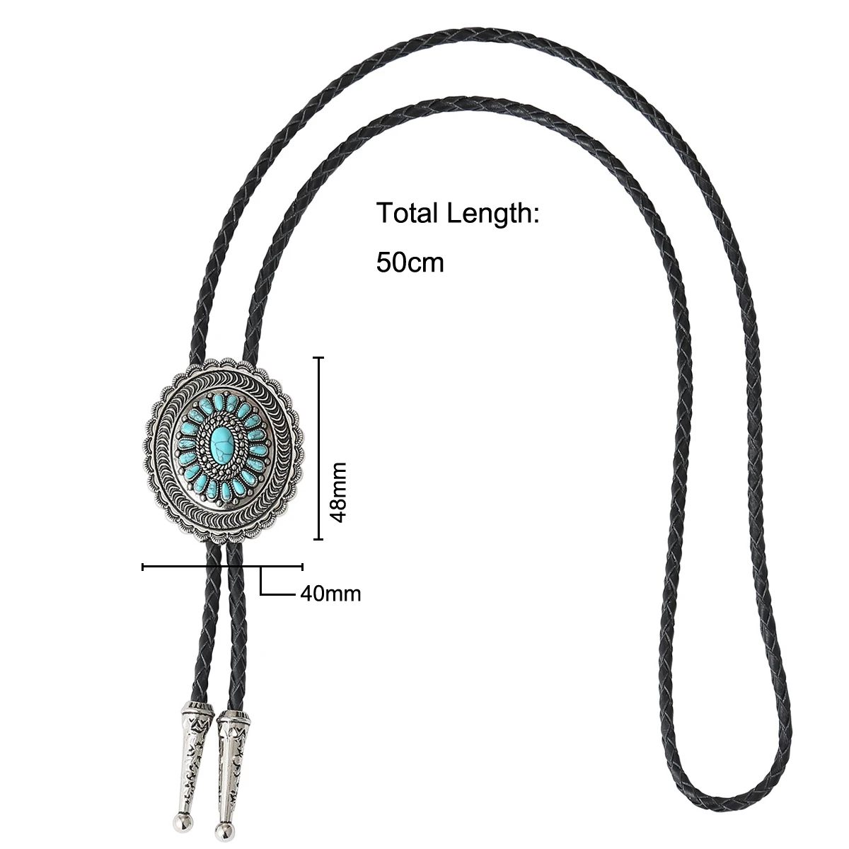 Sue Che Men's Retro Blue Stone ลายนูน Bolo Tie เครื่องประดับแฟชั่น