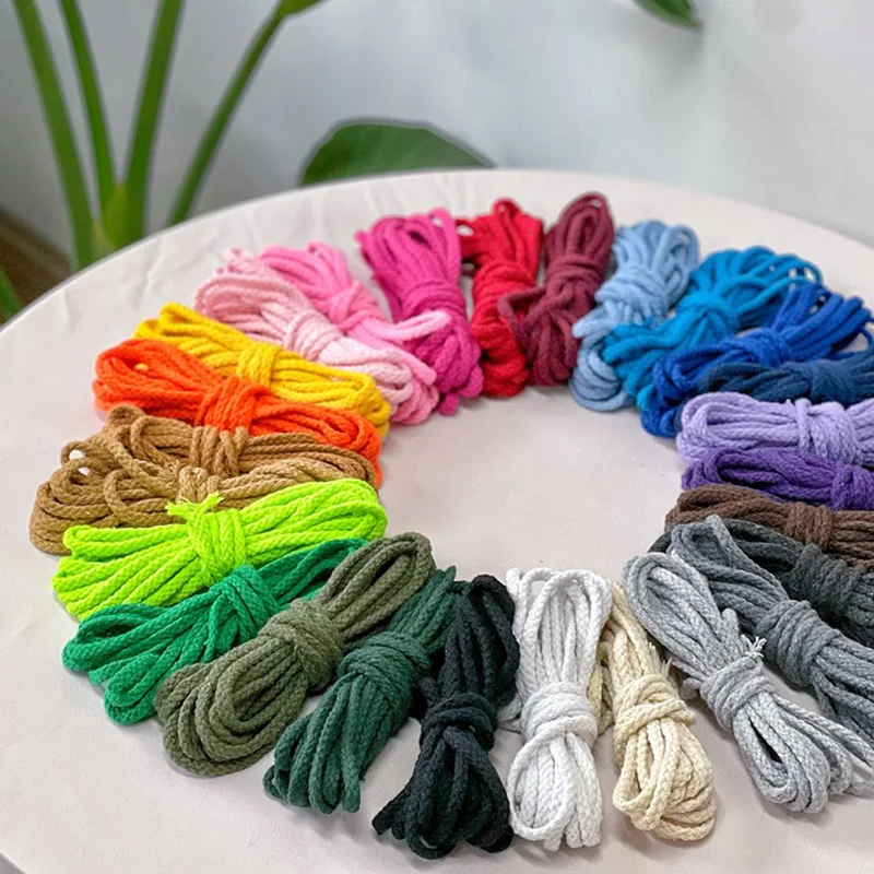 Macaroon Soft 5mm5yards Eight Strands Cotton Cord Macrame Rope DIY Handicraft Benang Yarn Fiber Art Supply Room Wall Decoration