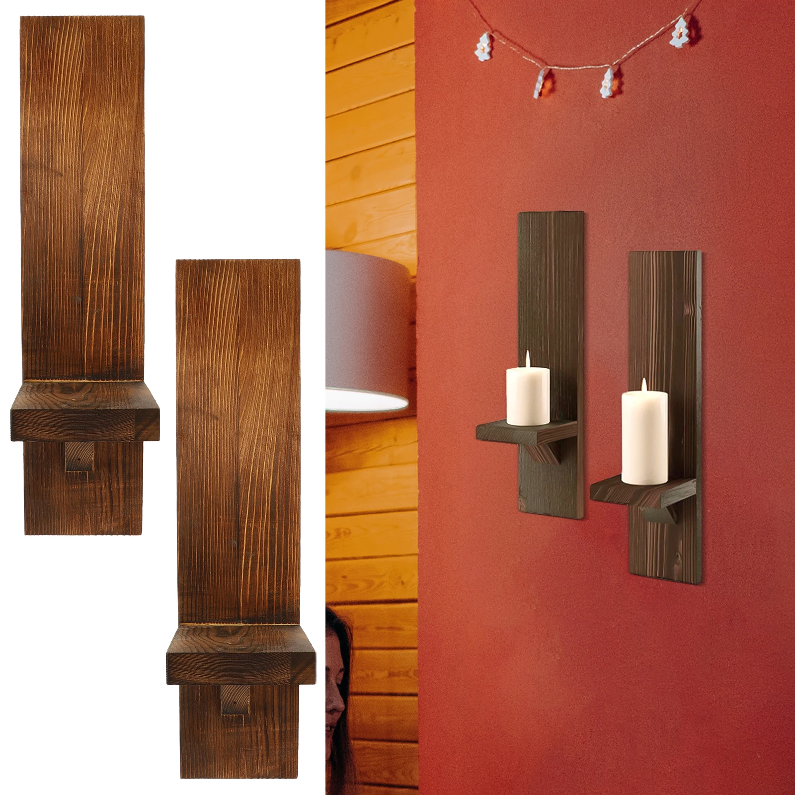 

Farmhouse Wall Holders Wood Wax Stand Vintage Decor Picture Decorations for Living Room