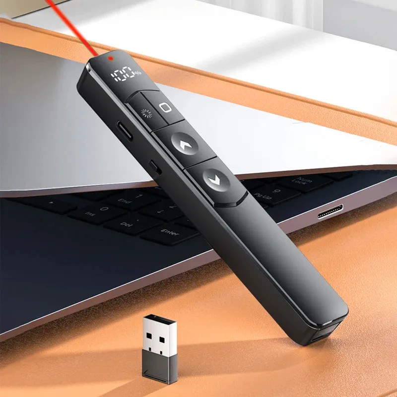 مؤشر عرض ليزر لاسلكي S10 2.4G لـ PowerPoint PPT متوافق مع MAC/Windows/Linux لأجهزة الكمبيوتر المحمول Mac يدعم الصفحة