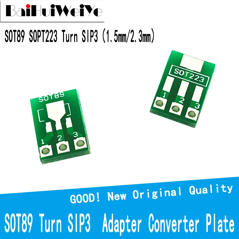 50Pcs SOT223 SOT89 SOT-89 SOT22-3 Turn SIP3 Double-Side SMD Turn To DIP Adapter Converter Plate SOT SIP IC Socket PCB Board Diy