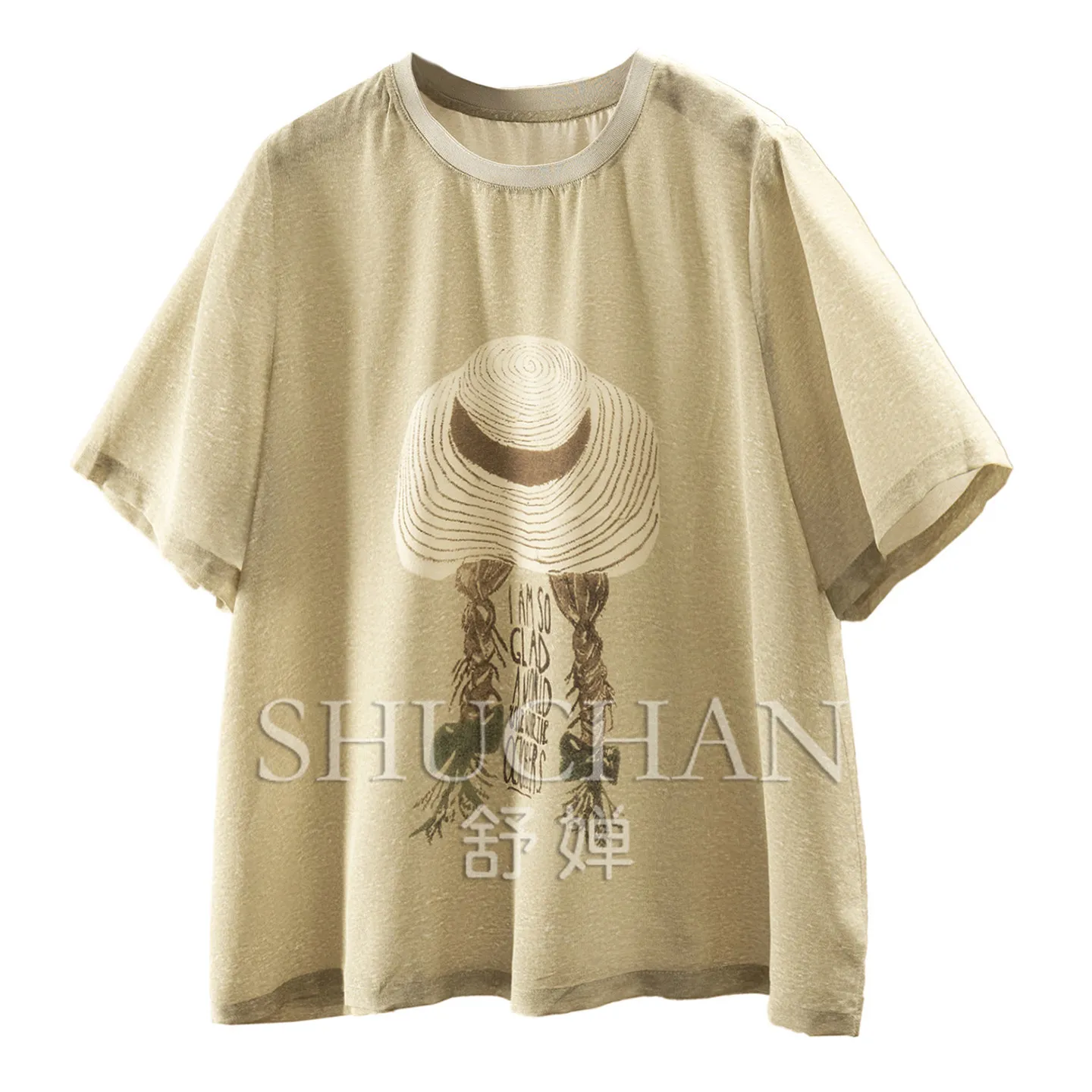 100% Natural Silk T-shirt Loose Crepe Positioning Flower Short-sleeved Shirt T-shirt Women's Summer Thin 53M2