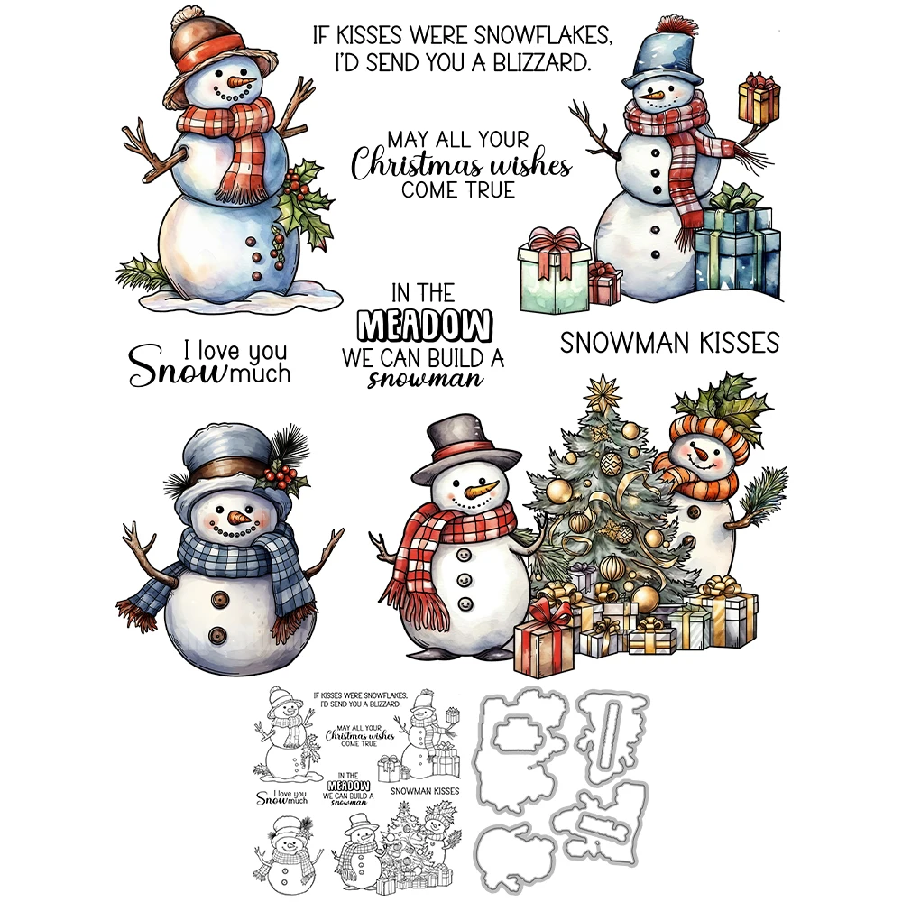 Mangocraft Winter Snowman bożonarodzeniowe matryce do wycinania znaczek Scrapbooking do ręcznego dekorowania albumów metalowe matryce pieczęć