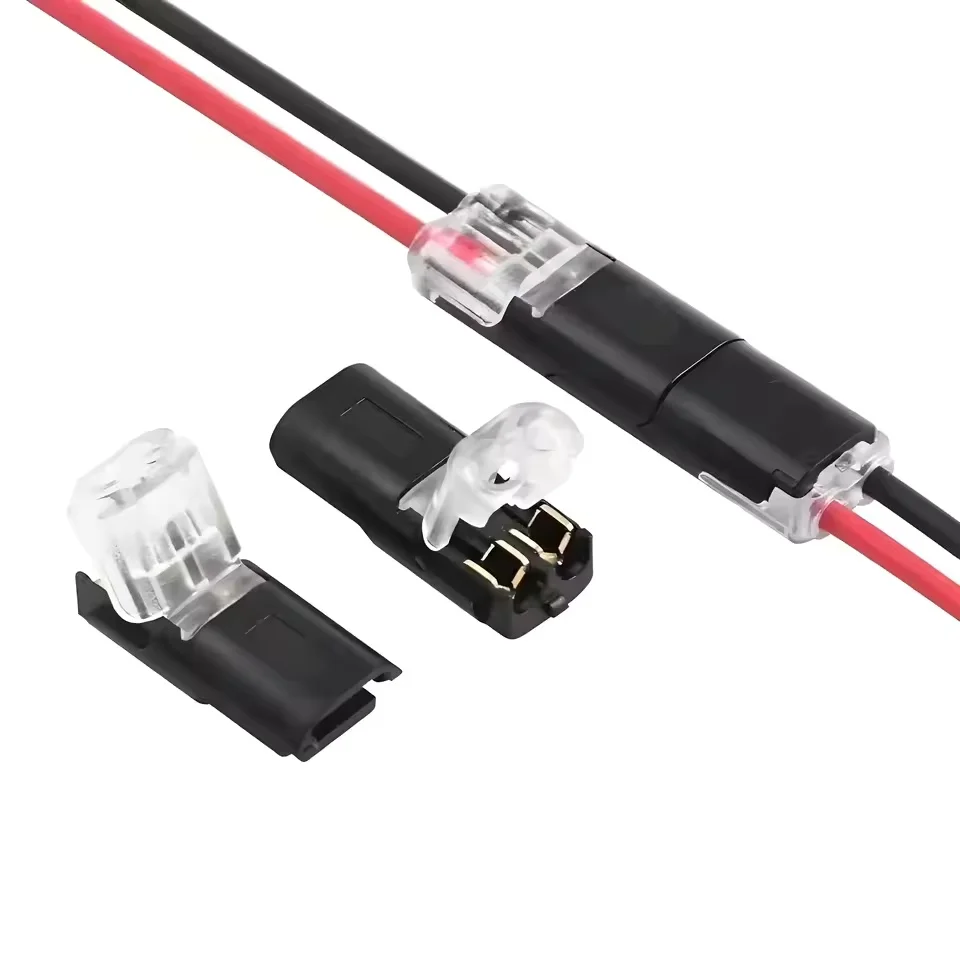 10pcs 2 Pin 2 Way Universal Compact Wire Terminals, No Wire-Stripping Required, Toolless Spring Wire Connectors, Quick Splice