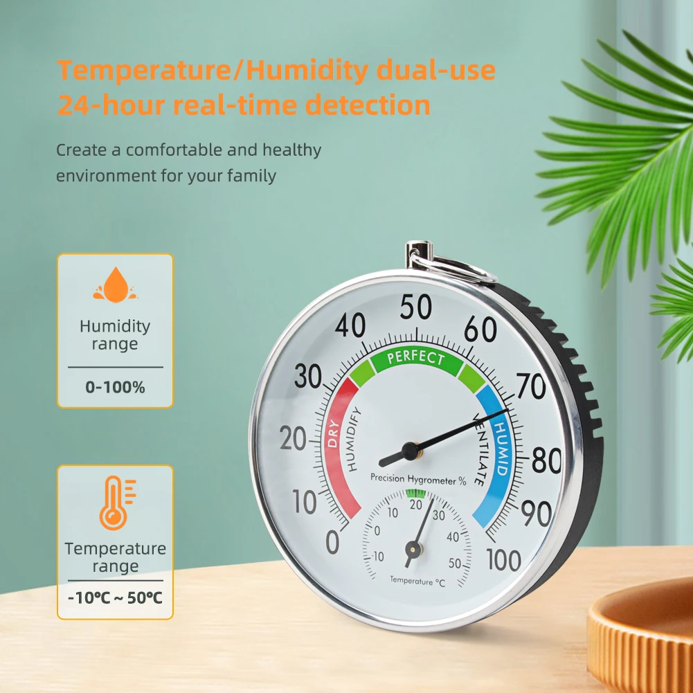 -10~50℃ Thermometer Hygrometer Sensor Wall Mounted Temperature Humidity Meter Gauge for Indoor Home Kitchen Sauna Household