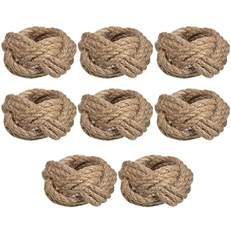 

8 Pcs Burlap Napkin Rings Woven Rustic Farmhouse Nautical Napkin Ring for Dining Table Wedding Party Decoration Burlap2.36 x 1.