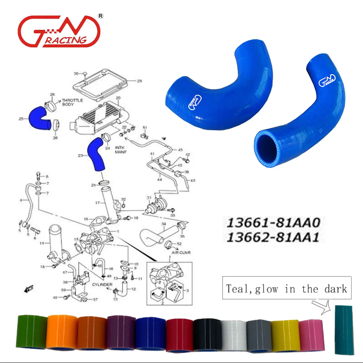 

4-Plyer Fit Suzuki Jimny JB23 Type 1 2 3 1998-2001 658CC 1999 Silicone Turbo Hose Kit