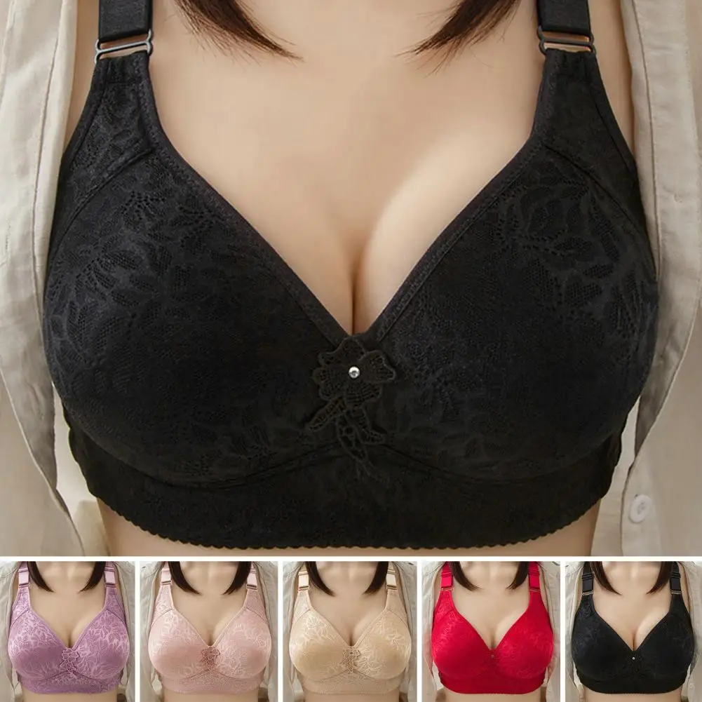 

Four-breasted Button Bra Comfortable Breathable Size Push-up Bra for Women Wireless Thin Section with Lace Stitching Four Rows