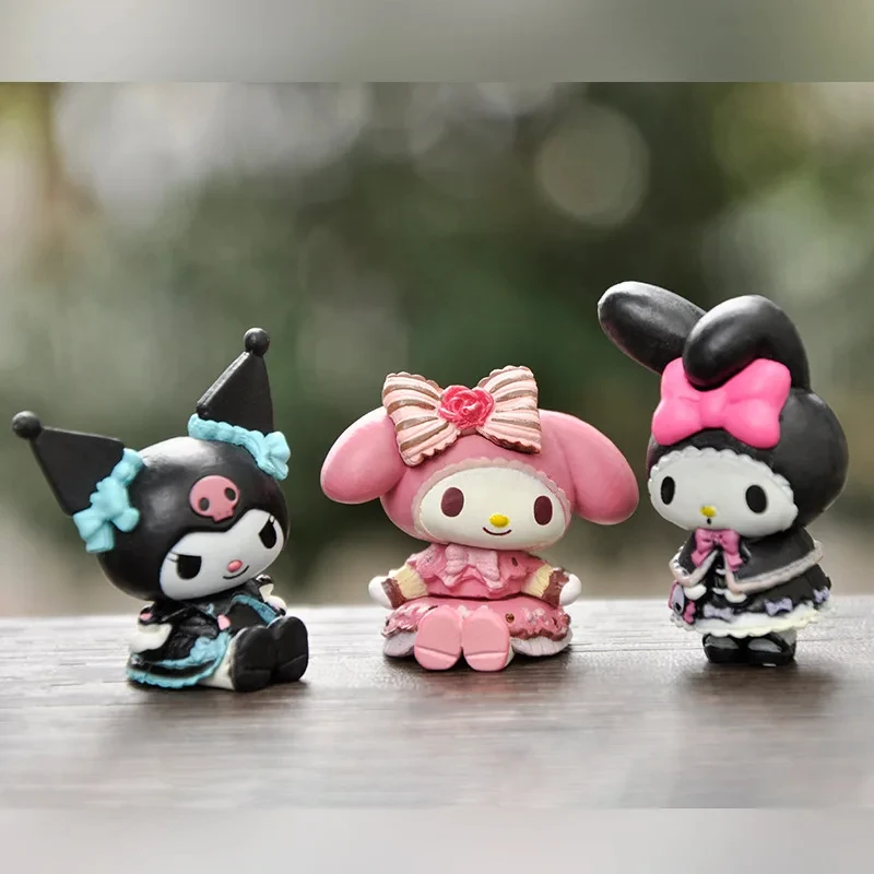 5 pz 3-4cm Kawaii Kuromi Melody modello Anime figura bambola accessori giocattoli regalo Action Figures hobby regali