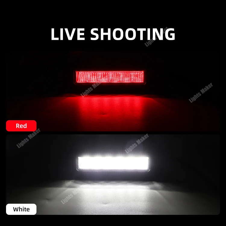 Super Bright 6 Inch 36W Slim Dual Color LED Light Bar Red And White Reverse Brake Work Lamp Spot Flood Combo Truck SUV RB636W