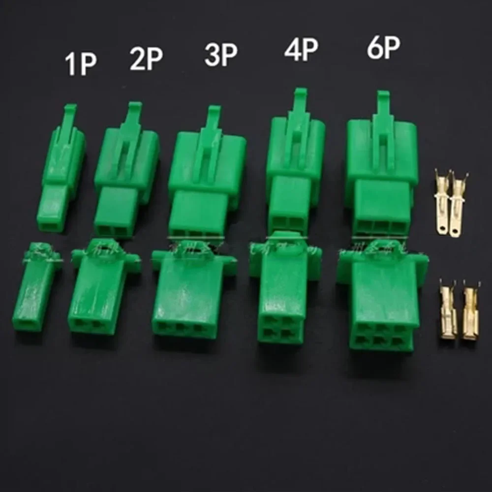 5set 2.8mm 1P 2P 3P 4P 6P Automotive Electrical Wire Connector Male Female Cable Terminal Plug Kits Motorcycle Car Green