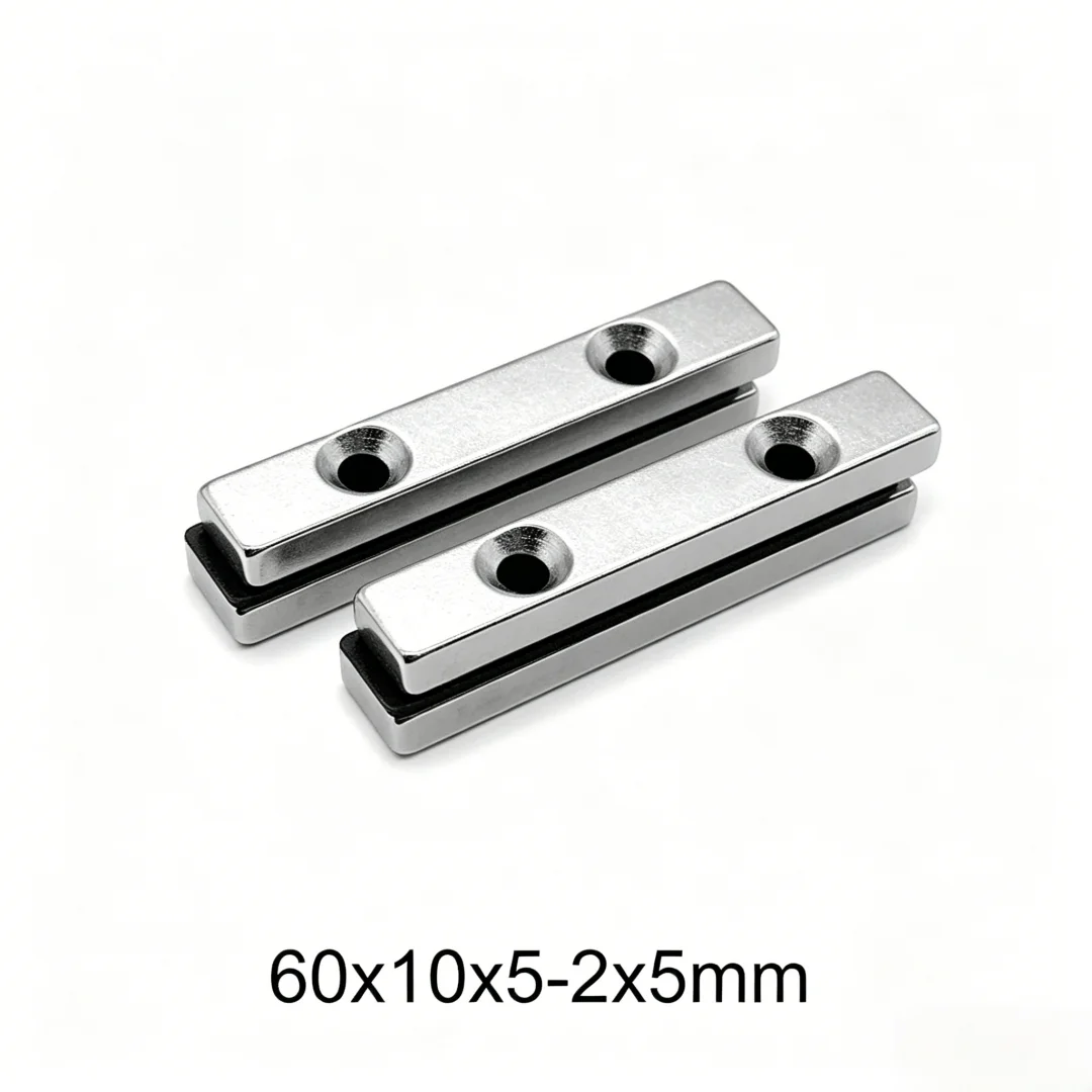 60x10x5-5 mm Strong Sheet Magnet Holes 5mm Block Strong Magnets 60x10x5 For Home Refrigerators, Offices DIY 60*10*5-5