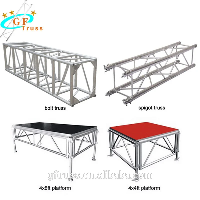 Outdoor Events Customized Red Color Aluminum Portable Stage Equipment with Stairs