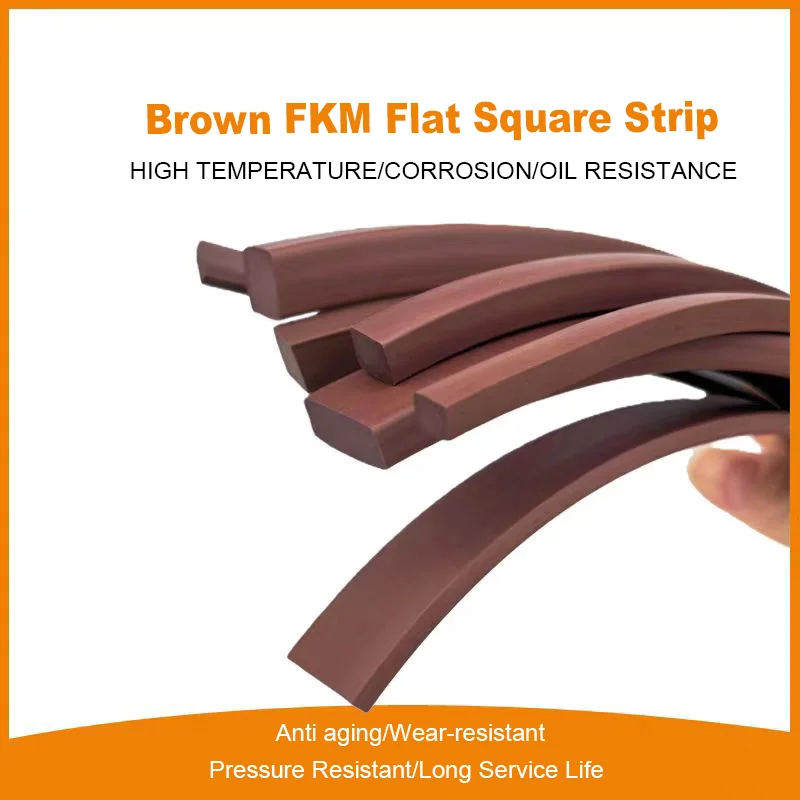 Brown Solid  Fluorine Rubber Strip Marine Oil Resistant/wear resistance Anti Aging FKM Flat Flexible Elasticity Sealing Strip