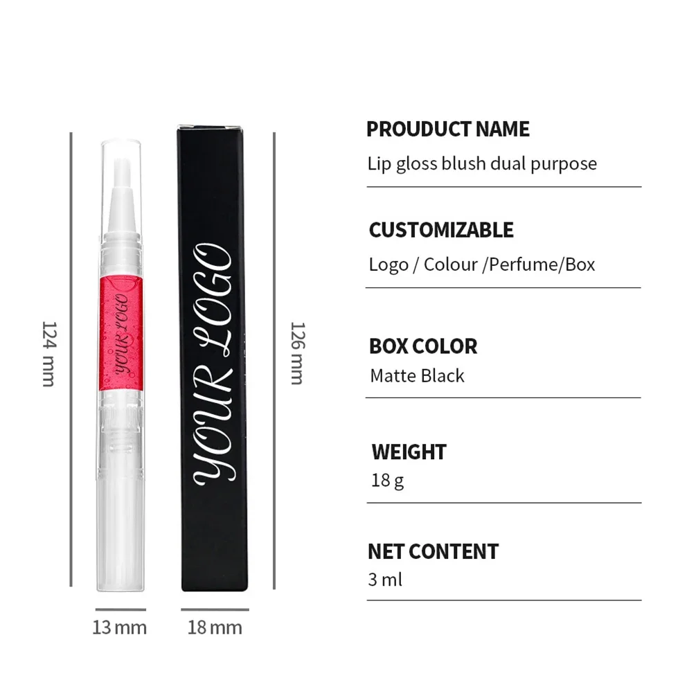 Private Label Auto Rotate Pressed Lipgloss Custom Logo Quick Dry Water Gloss Shimmering Mirror Plumper Lip Oil Makeup Wholesale