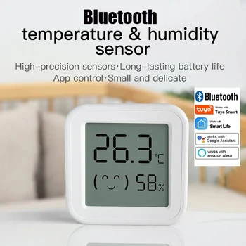 Tuya Bluetooth Temperature Humidity Sensor Mini LCD Digital Display Compatible with APP Remote Control Thermometer Hygrometer