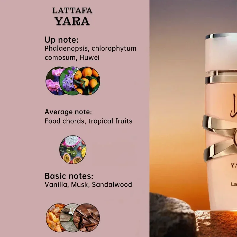 Yara Parfporina Mujer Arabian Lattafa Noodles for Women, Originales Amber Vanilla Fragrance, Sweet Candy Scent, Lasting Lady Gifts