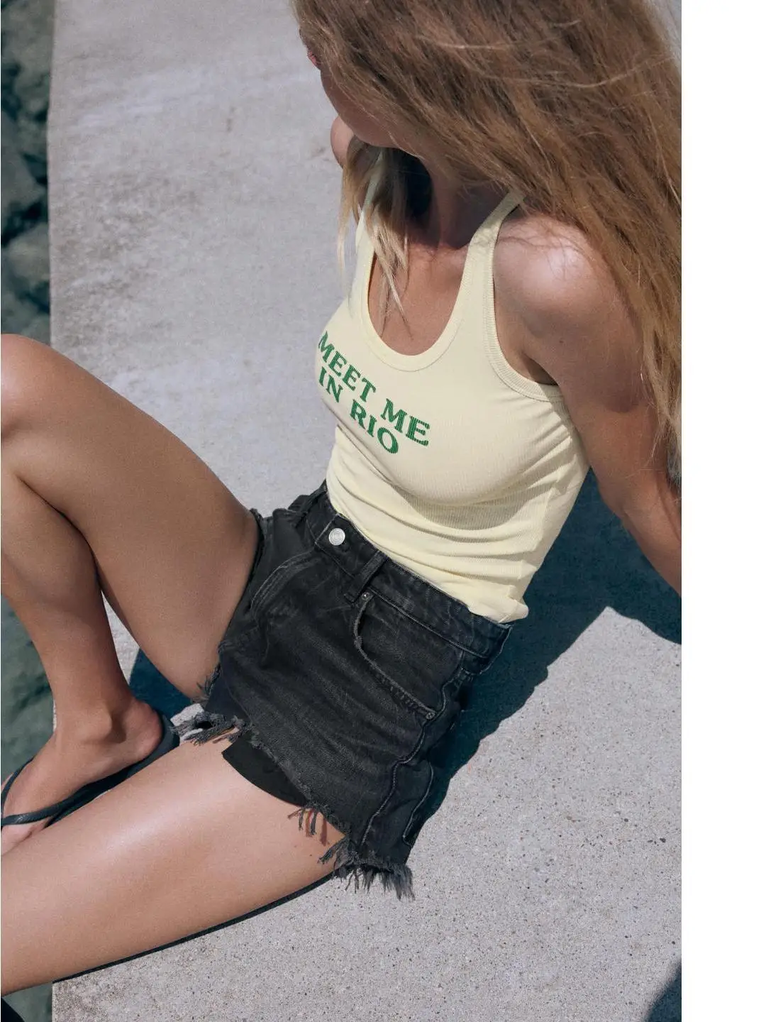 Summer New round Neck Sleeveless Ribbed Top Color Block Print Decorative Detail Polyester Fiber H-Shape Vest City Walk Neutral