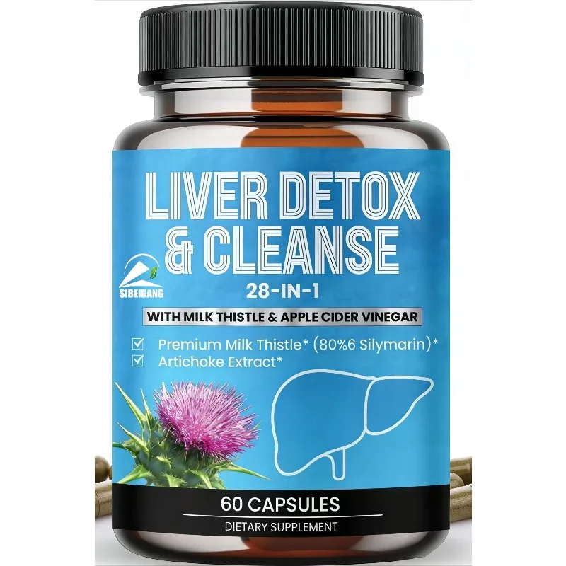 28 In 1 Liver Repair Supplement Capsule Containing Milk Thistle, Cider Vinegar, Dandelion Root, And Thistle -60 Capsules